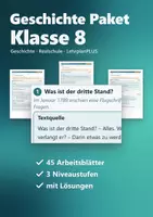 Vorschau - Arbeitsblätter - Geschichte 8 Realschule – Arbeitsblätter-Paket, 5 Lernbereiche - Deckblatt