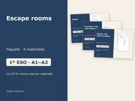 Vista previa - Juegos / Gamificación - Escape rooms – Paquete de inglés 1º ESO - Portada