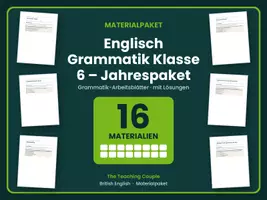 Vorschau - Arbeitsblätter - Englisch Grammatik Klasse 6 – Jahrespaket - Deckblatt