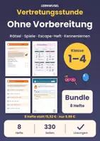 Vorschau - Arbeitsblätter - Vertretungsstunde Klasse 1 bis 4 Bundle | Rätsel, Spiele, ohne Vorbereitung, Escape - Deckblatt