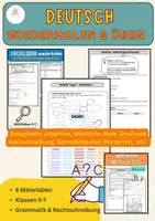 Vorschau - Arbeitsblätter - Deutsch wiederholen & üben – Grammatik, Rechtschreibung & Schreiben | Materialpaket Klasse 5–7 - Deckblatt