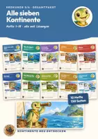 Vorschau - Stundenentwürfe - Kontinente Erdkunde Klasse 5 6 Gesamtpaket | 10 Arbeitshefte, 130 Seiten mit Lösungen | alle Kontinente, Ozeane, Kartenprojektion | Kontinente neu entdecken - Deckblatt