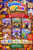 Vorschau - Arbeitsblätter - Materialpaket: Zahlen mit Malen – Halloween | 6 Rechenhefte mit Lösungen | Zahlenraum bis 100 - Deckblatt