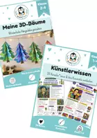 Vorschau - Mal- und Bastelvorlagen - Kunst Weihnachten Grundschule – 3D-Tannenbäume basteln & 26 berühmte Künstler entdecken | Kunststile Klasse 1–4 - Deckblatt