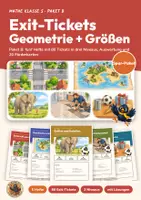 Vorschau - Arbeitsblätter - Exit-Tickets Mathe Klasse 5 Geometrie und Größen | Paket mit 5 Heften, 80 Tickets in 3 Niveaus | Lösungen, Auswertung, Förderkarten | Mathe-Start 5 Paket B - Deckblatt
