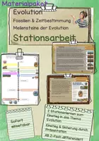 Vorschau - Arbeitsblätter - Materialpaket Einstieg in das Thema Evolution: Fossilien, Altersbestimmung & Meilensteine, Stationenlernen - Deckblatt