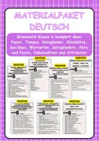 Vorschau - Arbeitsblätter - Materialpaket-Grammatik Klasse 6 komplett üben Passiv, Tempus, Satzglieder, Gliedsätze, das/dass, Wortarten, Satzgliedern, Aktiv und Passiv, Nebensätzen und Attributen Klasse 6 - Deckblatt