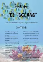 Vista previa - Juegos / Gamificación - PACK DEL OCÉANO - 22 recursos (letra ligada) - Portada