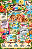 Vorschau - Mal- und Bastelvorlagen - ☀️ Materialpaket Sommer – Lernheft & Mandalas | Die Jahreszeiten entdecken - Deckblatt