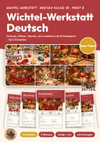 Vorschau - Arbeitsblätter - Advent Deutsch Klasse 1/2 Paket | 5 Einheiten, 65 Seiten mit Lösungen | Anlaute, Silben, Nomen, Lesen, Brief | Wichtel-Werkstatt B - Deckblatt