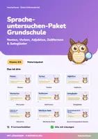 Vorschau - Arbeitsblätter - Sprache-untersuchen-Paket Grundschule | Nomen, Verben, Adjektive, Zeitformen & Satzglieder | Lernwerkstätten mit Lösungen | Deutsch Klasse 3/4 - Deckblatt