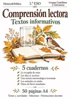 Vista previa - Hojas de trabajo - Comprensión lectora · Lengua, 1.º ESO: textos informativos · 5 cuadernos - Portada