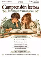 Vista previa - Hojas de trabajo - Comprensión lectora · Lengua, 1.º ESO: personajes y emociones · 5 cuadernos - Portada