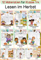 Vorschau - Arbeitsblätter - Lesen im Herbst | Leseverstehen | Lesetraining | Lesetexte | differenziert | Klasse 1-4 | Materialpaket - Deckblatt
