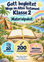 Vorschau - Arbeitsblätter - Gott begleitet – Wege im Alten Testament Klasse 2 | Materialpaket | 20 PDFs mit 200 Arbeitsblättern - Deckblatt