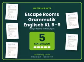Vorschau - Stationenlernen - Escape Rooms Grammatik Englisch Kl. 5–9 - Deckblatt