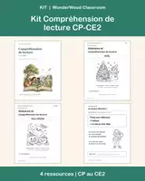 Aperçu - Feuilles d'exercices - Kit Compréhension de lecture CP-CE2 : 40 textes, histoires de Noël et d'Halloween, inférences - Page de couverture
