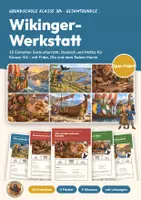 Vorschau - Unterrichtsreihen - Wikinger Grundschule Klasse 3/4 Gesamtbundle | 15 Einheiten, 196 Seiten mit Lösungen | Sachunterricht, Deutsch und Mathe | Wikinger-Werkstatt - Deckblatt