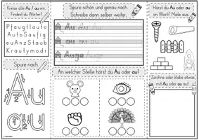 Vorschau - Unterrichtsreihen - Mini-Lapbook | Lautverbindung Au/au | Buchstabeneinführung - Seite 1