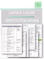 Vorschau - Stundenentwürfe - Unterrichtsplanung Deutsch: am Beispiel der Lektüre Löcher - Deckblatt