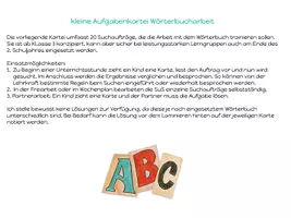 Vorschau - Aufgabenkarten - Wörterbucharbeit Kl 3/4 I Suchaufträge I Kartei - Seite 1