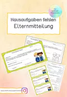 Vorschau - Anderer Materialtyp - Hausaufgaben fehlen - Elternmitteilung - Deckblatt