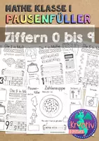 Vorschau - Arbeitsblätter - Pausenfüller Klasse 1 Mathe Ziffern 0 bis 9 - Deckblatt
