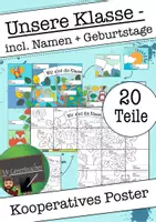 Vorschau - Mal- und Bastelvorlagen - Kooperatives Klassenposter incl. Namen Und Geburtstagen (20 & 25 Teile) - Seite 1