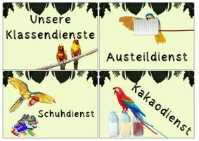 Vorschau - Bildkarten - Klassendienste Klassendeko Klassenzimmermanagement Papageienklasse #Klassentier - Seite 1