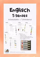Vorschau - Arbeitsblätter - Englisch - 5 Senses Arbeitsblätter + Tafelmaterial - Deckblatt