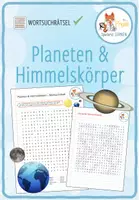 Vorschau - Spiele - Planeten und Himmelskörper – Wortsuchrätsel - Deckblatt