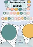 Vorschau - Anderer Materialtyp - Editierbare Wimpelkette "Herzlich Willkommen" boho - Deckblatt