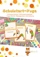 Vorschau - Spiele - Yoga-Karten Paket ,Schuleinführung' - Gedicht, Massage, Yoga-Würfel, Affirmationen - Deckblatt