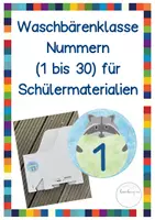 Vorschau - Bildkarten - Waschbärzahlen 1-30 zur Kennzeichnung der Fächer und Materialien - Deckblatt