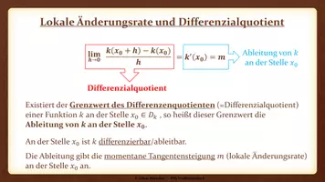 Vorschau - Präsentationen/Tafelbilder - Tafelbilder - Differenzialquotient, Steigung, Ableitungsfunktion - Seite 1