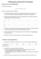 Vorschau - Arbeitsblätter - KOSTENLOSE Übung: Gleichung der proportionalen Zuordnung - Deckblatt