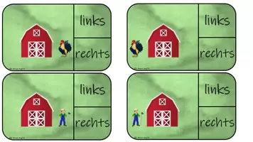 Vorschau - Arbeitsblätter - Links oder rechts-Bauernhofversion-Klammerkarten - Seite 1