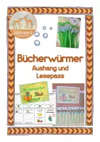 Vorschau - Bildkarten - Bücherwürmer Aushang und Lesepass - Deckblatt