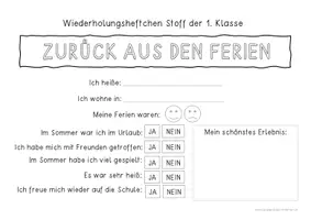 Vorschau - Arbeitsblätter - Wiederholungsheft Stoff 1 bis 3. Klasse - Zurück aus den Ferien SET - Seite 2