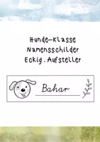 Vorschau - Mal- und Bastelvorlagen - Hundeklasse Namensschild schwarz-weiß zum Ausmalen - Deckblatt