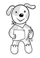 Vorschau - Mal- und Bastelvorlagen - Hundeklasse Unterrichtshunde schwarz-weiß Malbild - Seite 1