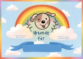 Vorschau - Lehrwerke/Schulbücher - Hundeklasse Regenbogen Urkunde - Deckblatt