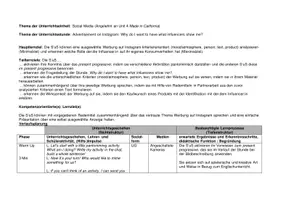 Vorschau - Stundenentwürfe - Englischstunde Verlaufsplan Influencer Social Media Instagram - Deckblatt