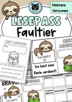 Vorschau - Mal- und Bastelvorlagen - Lesepass | Faltbüchlein | Faultier - Deckblatt