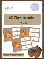 Vorschau - Spiele - 🍂 60 Klammerkarten I Herbst I Silben, Anlaut, Wort - Deckblatt