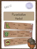 Vorschau - Fördermaterial/Inklusion - 🍂 Purzelsätze Herbst Sätze schreiben Klasse 1/2 - Deckblatt