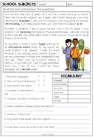 Vorschau - Arbeitsblätter - School Subjects Klasse 3, 4, 5, Schulfächer Englisch, Stundenplan Englisch, Wortschatz, Vokabeln, Arbeitsblätter, Bildkarten, Spiele | Materialpaket - Seite 3