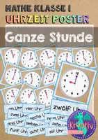 Vorschau - Fördermaterial/Inklusion - Mathematik 1: Uhrzeit Poster - analoge Zeigeruhr - Deckblatt