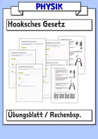 Vorschau - Arbeitsblätter - Hookesches Gesetz Rechenbeispiele - Deckblatt