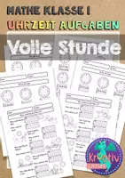 Vorschau - Arbeitsblätter - Mathematik 1: Arbeitsblätter Uhrzeit ganze Stunde - Deckblatt